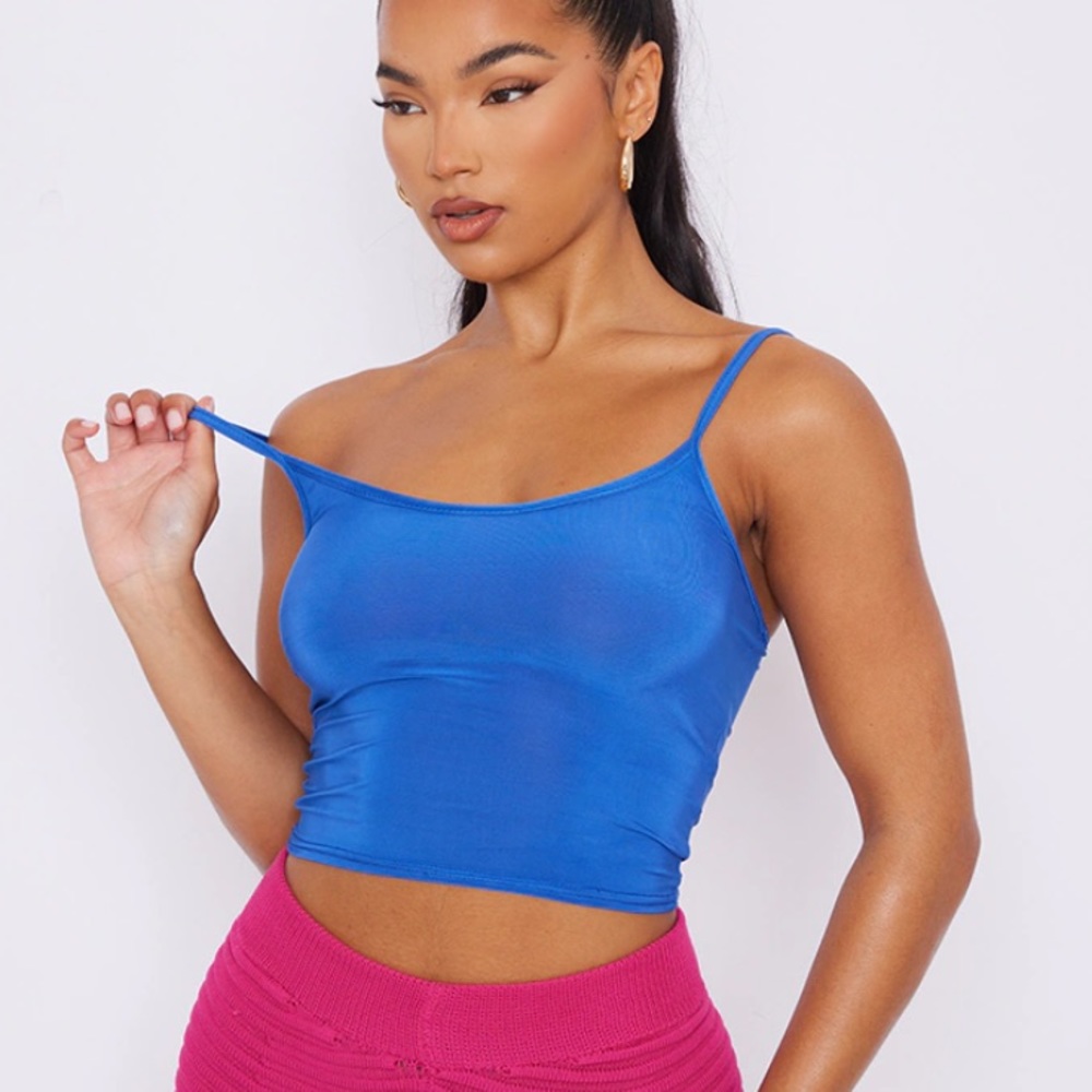 Forever 21 Blue Slinky Crop Cami Tank Top - Picture 3 of 8